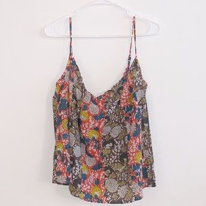 Anthropologie Velvet Floral Ruched Cami